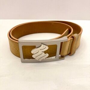 Rocawear Belt 36 Tan Top Grain Leather Logo Buckle Embossed RWN010 Handcrafted